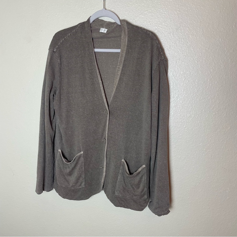 Poetry Hemp /Organic Cotton blend Cardigan Casual Artsy Lagenlook, stripe size 8